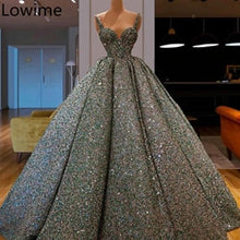 Load image into Gallery viewer, New Fashion Glitter Prom Dresses 2019 Long Turkish Couture Arabic Abendkleider Spaghetti Vestidos De Gala Gorgeous Evening Gowns