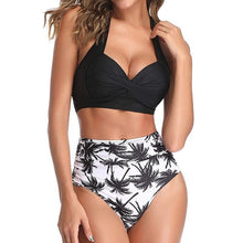 Load image into Gallery viewer, Sexy High Waist Swimsuit Women Plus Size Halter Bikini Beachwear 2020 Halter Ruched Swimwear Tummy Control Biquini Bathing suit