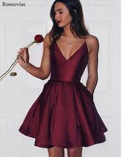 Load image into Gallery viewer, Simple Cheap Graduation Dresses 2020 V Neck Backless Mini Prom Party Dresses Vestido Festa Curto Customized Homecoming Dresses