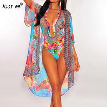 Load image into Gallery viewer, 2019 new fashion Milk Silk One piece sexy Swimsuit for Women slimming with cover ups flower printed swimwear mokini beachwear