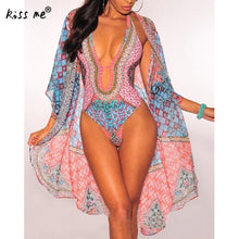 Load image into Gallery viewer, 2019 new fashion Milk Silk One piece sexy Swimsuit for Women slimming with cover ups flower printed swimwear mokini beachwear