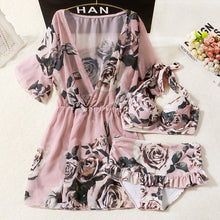 Load image into Gallery viewer, STAERK Three piece Korean bikini set swimsuit swimwear women 2020 Floral Print Bikini bodysuit Swimming Beach wear monokini bat