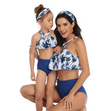 Load image into Gallery viewer, Mother Daughter Tankini Beachwear Family Swimsuit Summer Beach Striped Printed Tassel High Waist Bikini Girls Women Bathing Suit