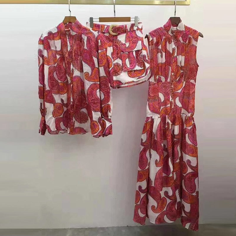 Top Quality Linen Dress 2020 Spring Summer New Arrival Hot Sale Sleeveless Luxury Red Printed Long Dresses