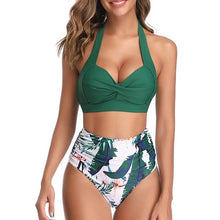 Load image into Gallery viewer, Sexy High Waist Swimsuit Women Plus Size Halter Bikini Beachwear 2020 Halter Ruched Swimwear Tummy Control Biquini Bathing suit
