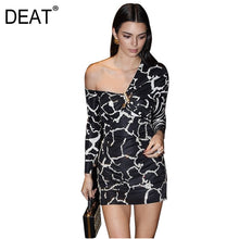 Load image into Gallery viewer, DEAT 2020 New Summer Women Dress Female V-neck Full Sleeves Printed Sexy Female Party Dresses Mini Length WF11701L
