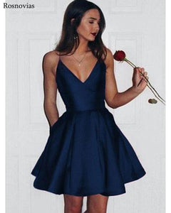 Simple Cheap Graduation Dresses 2020 V Neck Backless Mini Prom Party Dresses Vestido Festa Curto Customized Homecoming Dresses