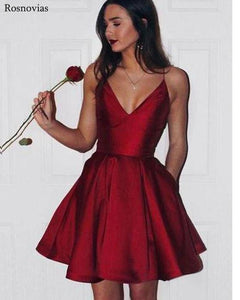 Simple Cheap Graduation Dresses 2020 V Neck Backless Mini Prom Party Dresses Vestido Festa Curto Customized Homecoming Dresses