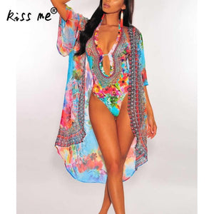 2019 new fashion Milk Silk One piece sexy Swimsuit for Women slimming with cover ups flower printed swimwear mokini beachwear