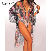 Load image into Gallery viewer, 2019 new fashion Milk Silk One piece sexy Swimsuit for Women slimming with cover ups flower printed swimwear mokini beachwear
