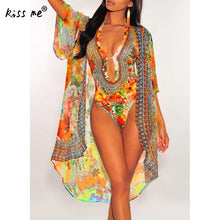 Load image into Gallery viewer, 2019 new fashion Milk Silk One piece sexy Swimsuit for Women slimming with cover ups flower printed swimwear mokini beachwear
