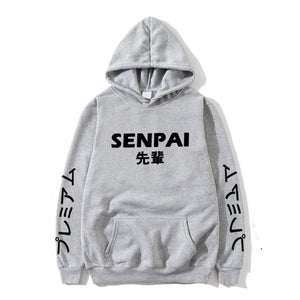 New Winter Anime Senpai  Design Print Fleece Men's Hoodies Sweatshirts Men Women Streetwear Funny Black Hoody Man Winter Clothes