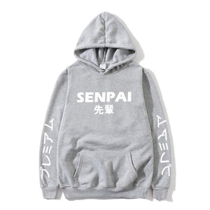 New Winter Anime Senpai  Design Print Fleece Men's Hoodies Sweatshirts Men Women Streetwear Funny Black Hoody Man Winter Clothes