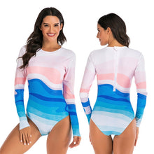 Load image into Gallery viewer, 2020 Diving One Piece Swimsuit Print Long Sleeve Women Swimwear Bathing Suit Rash Guard Zipper Surfing Swimming Suit for Women
