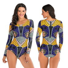 Load image into Gallery viewer, 2020 Diving One Piece Swimsuit Print Long Sleeve Women Swimwear Bathing Suit Rash Guard Zipper Surfing Swimming Suit for Women
